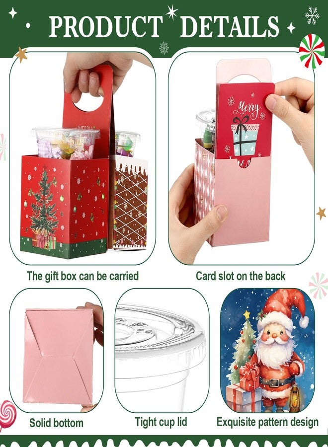 Potchen 24 Set Christmas Novelty Gift Card Holders Cupholders with Disposable Clear Plastic Cups 6 Style for Holiday Gifts Wrapping Xmas Party Favors Supplies - Image 4