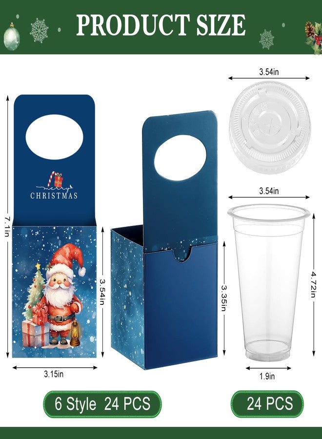 Potchen 24 Set Christmas Novelty Gift Card Holders Cupholders with Disposable Clear Plastic Cups 6 Style for Holiday Gifts Wrapping Xmas Party Favors Supplies - Image 2