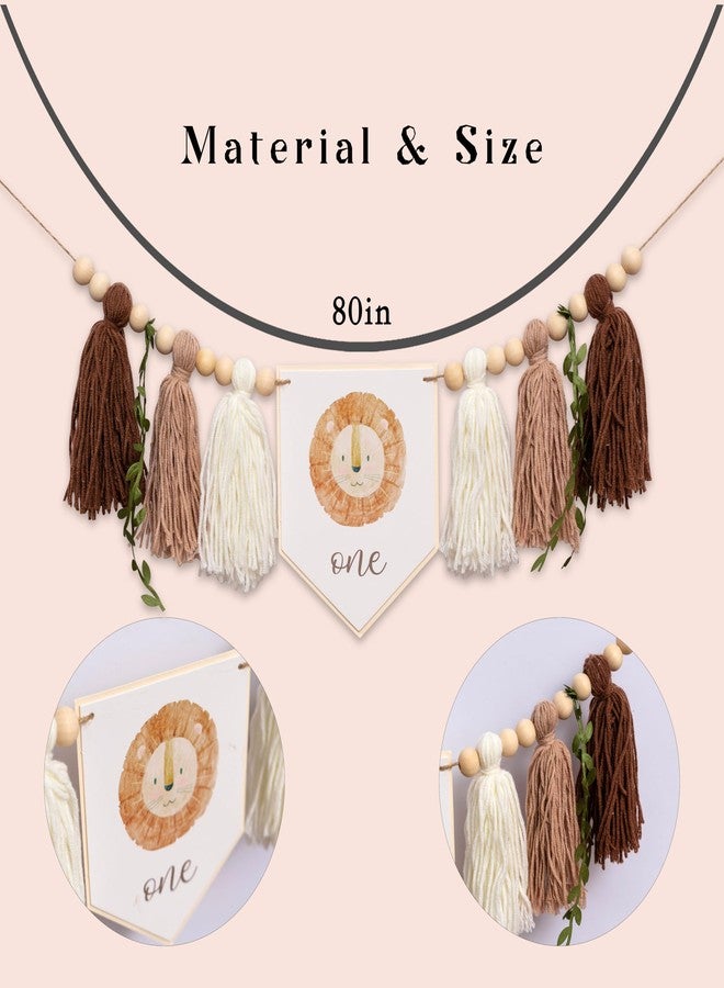 MUWEOL Wild One High Chair Banner - Jungle First Birthday Party Decoration, Wild One Theme Tassel Banner with Lion Head Design, Safari Party Decor (wild one banner) - Image 2