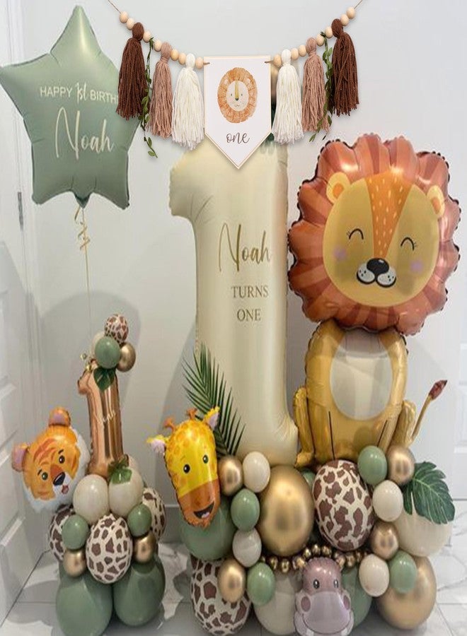 MUWEOL Wild One High Chair Banner - Jungle First Birthday Party Decoration, Wild One Theme Tassel Banner with Lion Head Design, Safari Party Decor (wild one banner) - Image 3