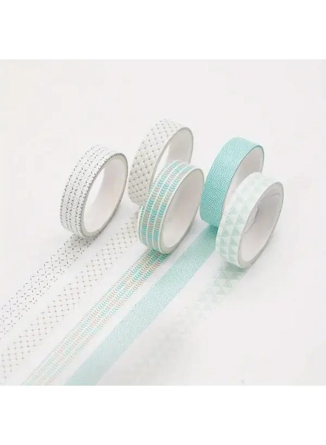5pcs Japanese Korean Washi Tapes Set Geometry 2 Scrapbooking Journaling Aesthetic Masking Tape - Image 1