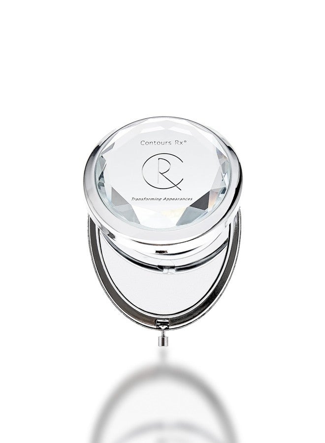 Contours Rx Crystal Compact Makeup Mirror - Dual-Sided 1x & 2X Magnification - Portable, Stylish Metal Frame for Folding Mirror, Beauty Touch-Ups & LIDS by Design Application - Image 1
