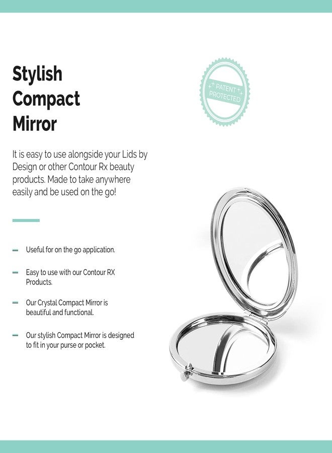 Contours Rx Crystal Compact Makeup Mirror - Dual-Sided 1x & 2X Magnification - Portable, Stylish Metal Frame for Folding Mirror, Beauty Touch-Ups & LIDS by Design Application - Image 5