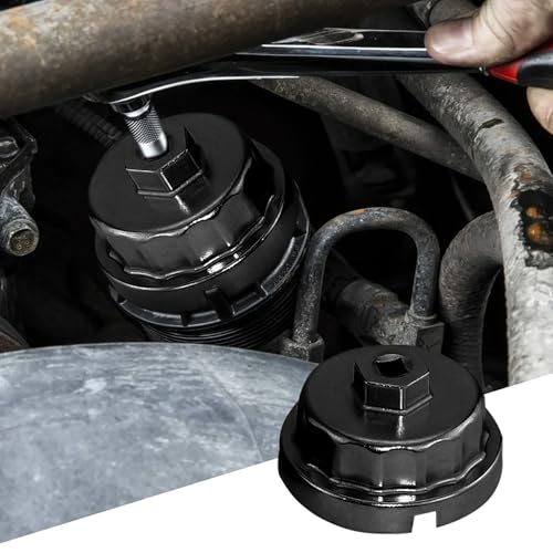 ASUBHA Oil Filter Wrench Oil Filter Cap Removal Tool Heavy Duty 14 Flute Oil Filter Socket with 64MM Cartridge Style Oil Filter Housing Car Accessories for Toyota RAV4 Camry Highlander Sienna - Image 1