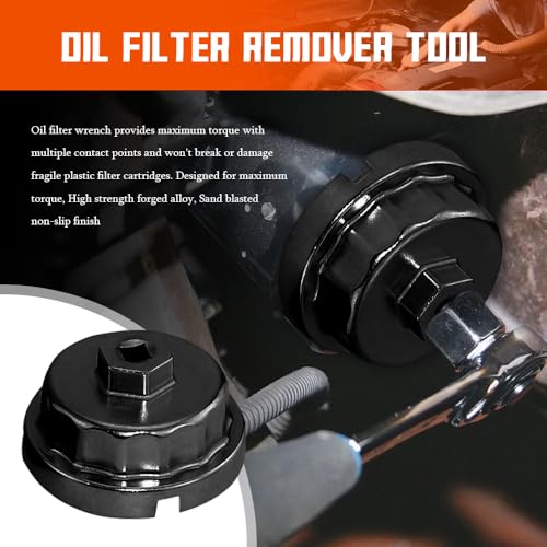 ASUBHA Oil Filter Wrench Oil Filter Cap Removal Tool Heavy Duty 14 Flute Oil Filter Socket with 64MM Cartridge Style Oil Filter Housing Car Accessories for Toyota RAV4 Camry Highlander Sienna - Image 5