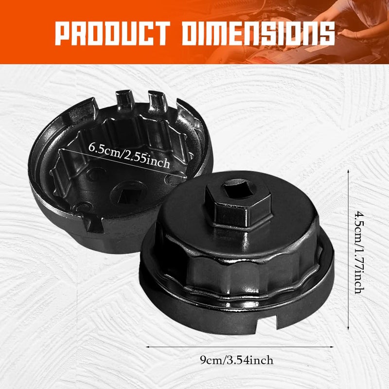 ASUBHA Oil Filter Wrench Oil Filter Cap Removal Tool Heavy Duty 14 Flute Oil Filter Socket with 64MM Cartridge Style Oil Filter Housing Car Accessories for Toyota RAV4 Camry Highlander Sienna - Image 4