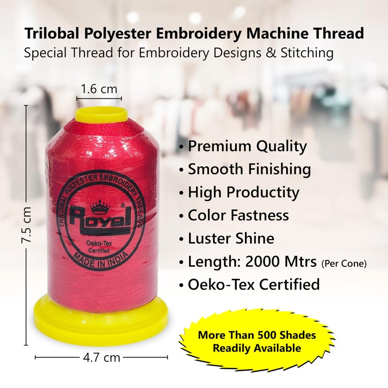 Royal ROYAL Trilobal Polyester Embroidery Machine Thread for Special Designs on Most Home Embroidery Sewing Machines (RED, 6 Cones per Box) - Image 3