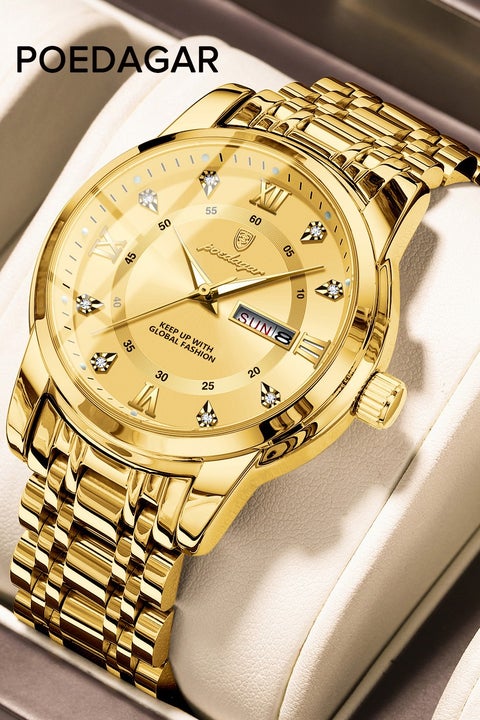 ساعة رجالية مضيئة مقاومة للماء بهيكل كوارتز 41 ملم