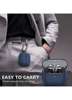 SJet Samsung Galaxy Buds 3 & Pro Case Cover with Cleaner Kit, Soft Silicone Case with Carabiner(Blue)  - Image 5