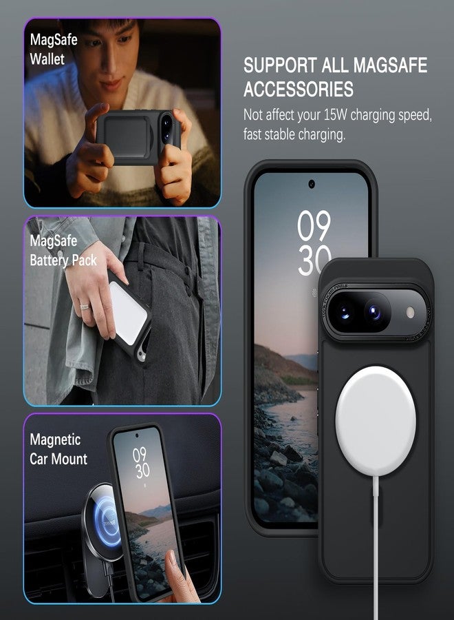 بنتوبين جراب BENTOBEN لهاتف Google Pixel 9 [متوافق مع Magsafe]، جراب حماية شفاف غير لامع رفيع مقاوم للصدمات لهاتف Google Pixel 9 6.3 بوصة 2024، أسود - Image 2