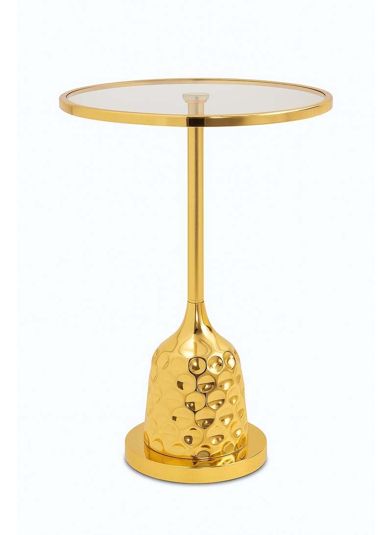 ليفينج طاولة خدمة زجاج   بقاعدة استيل ذهبي  35X52 سم - Image 2