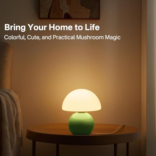 Dawnwake Mushroom Lamp Table Lamp for BedroomDesk Bedside Small Lamps for Living Room Night StandsMushroom Decor Cute Mini Modern Mid Century LampsUnique Aesthetic Home Living Room DecorGreen - Image 3