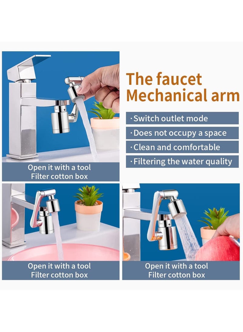 Excefore Faucet Extender, 1080° FilterSwivel Faucet Aerator, Durable Splash Proof Faucet, 2 Types of Water Discharge Model, Multifunctional Robot Arm for Cleaning Eyes/Hair/Face for Kitchen and Bathroom  - Image 3
