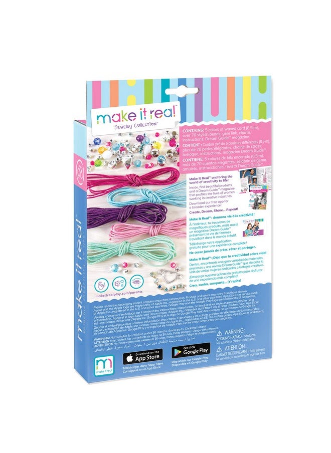 Make It Real Make It Real: Rainbow Bling Bracelets Kit - Create 5 Unique Cord Charm Bracelets, 82 Pieces, Includes Play Tray, All-In-One, DIY Kit, Tweens & Girls, Arts & Crafts, Kids Ages 8+  - Image 2