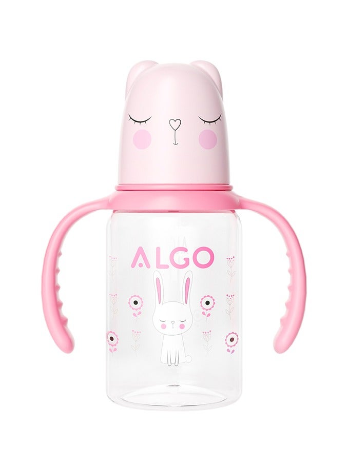 Algo Baby Milk Bottle - Cute Cartoon Design, BPA-Free Anti-Colic 120ml Standard Neck PP Feeding Bottle with Leakproof Silicone Cap, Durable Baby Bottle for Easy Feeding (Pink) - Image 1