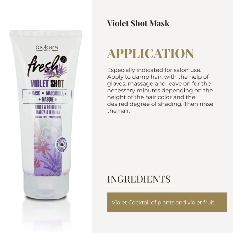 SALERM - Purple Mask - Biokera Fresh Violet Shot Mask - 200 ml - For Blonde, Gray, Highlighted, or Bleached Hair - Helps Neutralize Yellow Tones - Enhances Shine - Image 4