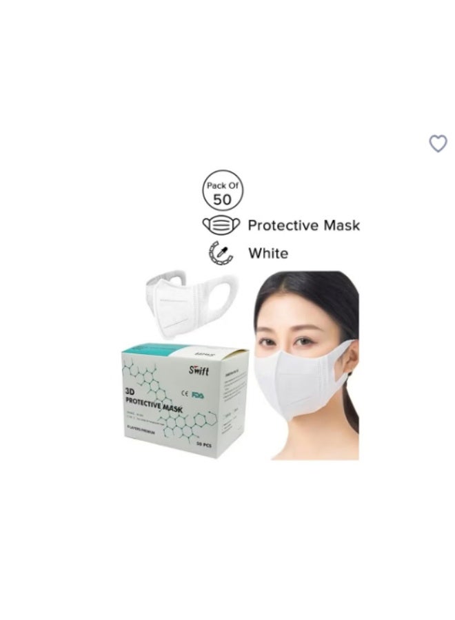 Swift 3D Protective Face Mask White 50PCS - Image 3
