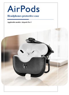 Generic Headset Case Protective Cover with Hanging buckle for Airpods pro  2 (Black)  - Image 2