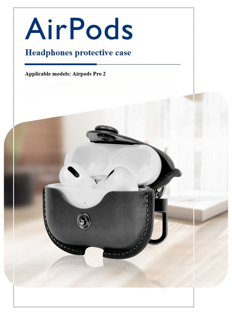 Headset Case Protective Cover with Hanging buckle for Airpods pro  2 (Black) - Image 2