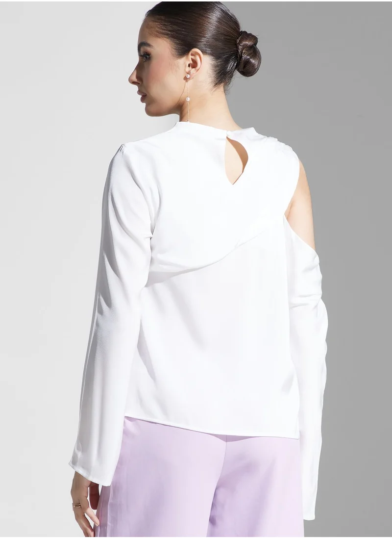 PRETTY LAVISH High Neck Cut Out Top
