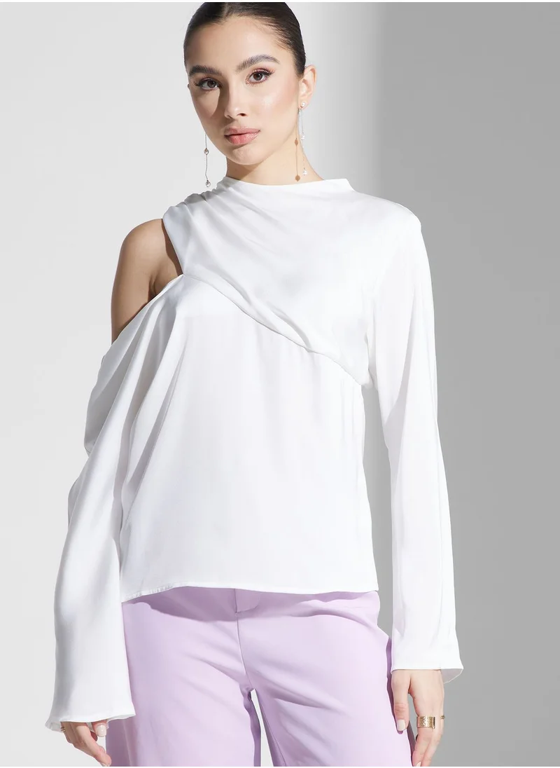 PRETTY LAVISH High Neck Cut Out Top