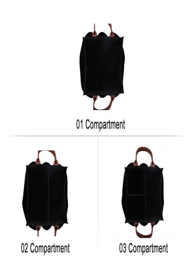 Mysa Felt Baby Diaper Caddy Nursery Storage Bin Basket Car Organizer With Vegan Leather Handle For Diapers And Baby Wipes For Changing Table, Suitable For Indoor Outdoor (Black) - Image 4