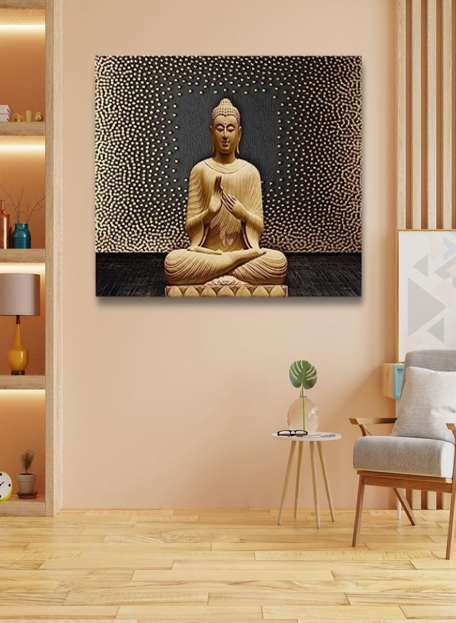 Masstone Buddha Paintings for Living Room | Gautam Buddha Wall Painting (36x24 Inch) | Wall Painting Without Frame, Vynl, Sparkle Effects | Lord Buddha Painting | Buddha Painting for Wall Decoration - Image 3