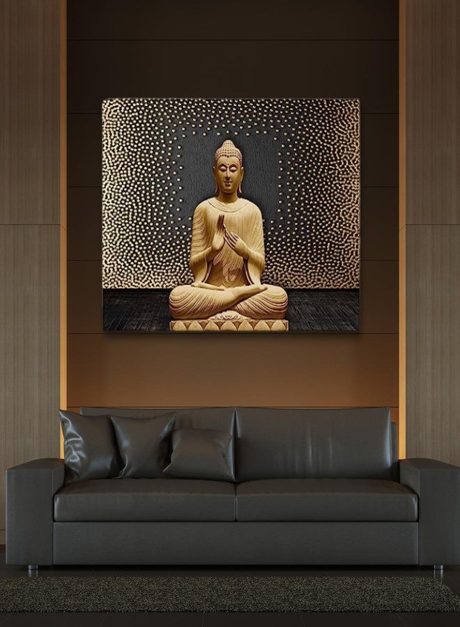 Masstone Buddha Paintings for Living Room | Gautam Buddha Wall Painting (36x24 Inch) | Wall Painting Without Frame, Vynl, Sparkle Effects | Lord Buddha Painting | Buddha Painting for Wall Decoration - Image 4