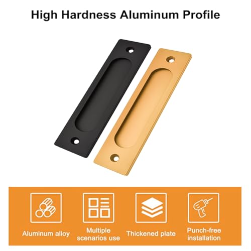 MOROBOR Rectangular Recessed Sliding Door Pulls, 2pcs Matte Black Flush Pull Aluminum Alloy Closet Doors Finger Pulls with Screws for Sliding Barn Door - Image 3