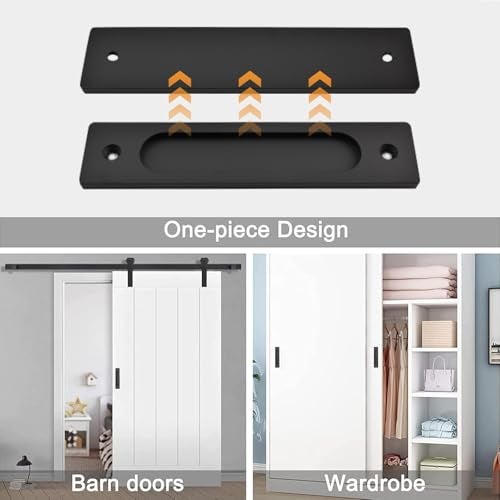 MOROBOR Rectangular Recessed Sliding Door Pulls, 2pcs Matte Black Flush Pull Aluminum Alloy Closet Doors Finger Pulls with Screws for Sliding Barn Door - Image 5