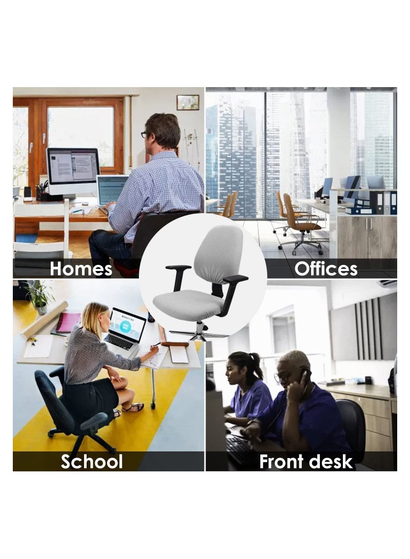 إكسفور غطاء كرسي المكتب ، زوج واحد من أغطية مقاعد كرسي الكمبيوتر المكتبية من الجاكار القابل للتمدد ، واقيات وسائد للمقعد قابلة للغسل ومضادة للغبار للمكتب (لا تشمل الكرسي) (رمادي) - Image 4