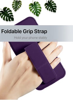 Wtech Xiaomi Redmi Note 14 Pro+ / Redmi Note 14 Pro Plus 5G 2024 Hand Grip Foldable Magnetic Kickstand Wrist Strap Finger Grip with Built-in Iron Case Cover (MCGHSN) - Eggplant Purple  - Image 2