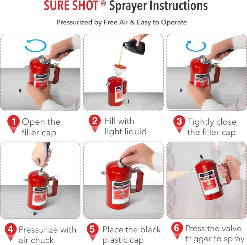 Sure Shot A1000R 1 Quart Enameled Steel Sprayer - Durable Red Design for Versatile Applications - Image 5