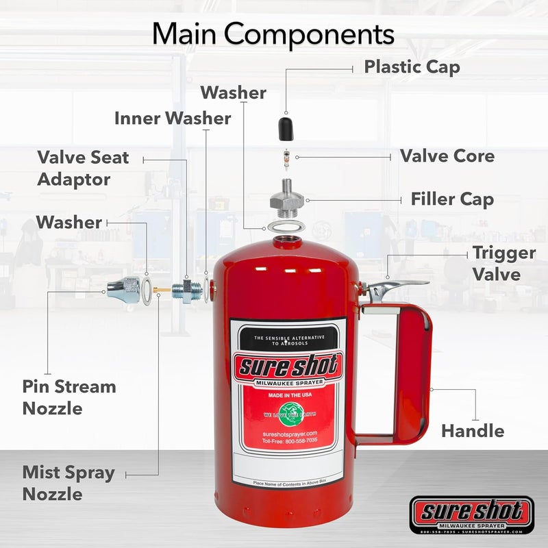 Sure Shot A1000R 1 Quart Enameled Steel Sprayer - Durable Red Design for Versatile Applications - Image 4