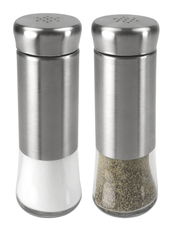 Home Basics 2 Piece Essence Salt & Pepper Shaker, Multicolored, Silver - Image 1