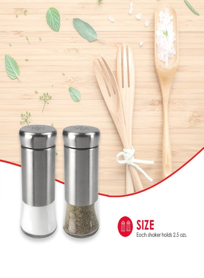 Home Basics 2 Piece Essence Salt & Pepper Shaker, Multicolored, Silver - Image 5