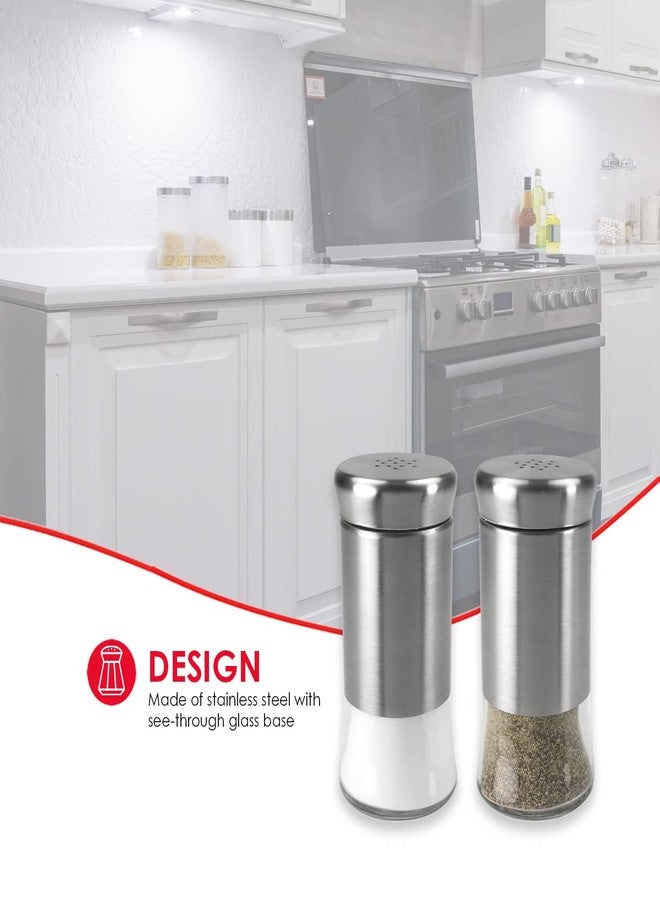 Home Basics 2 Piece Essence Salt & Pepper Shaker, Multicolored, Silver - Image 3