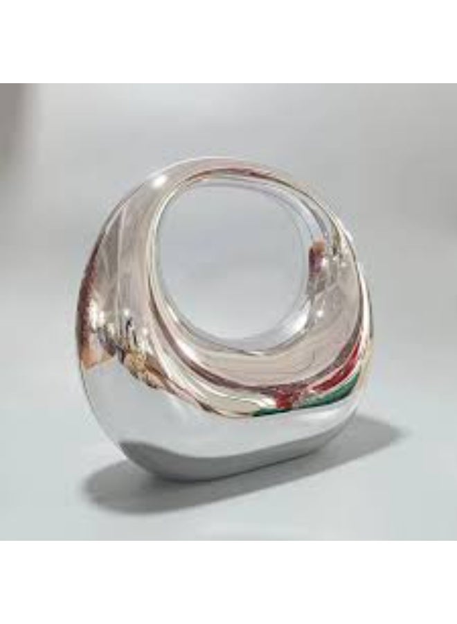 A unique moon-shaped acrylic women's handbag with a top handle, perfect for weddings, cocktail parties, and evening events. - Image 1