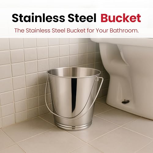 Mintage Stainless Steel Bucket for Bathroom 12.5 litres Capacity | Water Storage Bucket for Kitchen | Balti for Serving | Leak Proof Multipurpose Use | Balti for Home Steel Buckets with Handle - Image 3