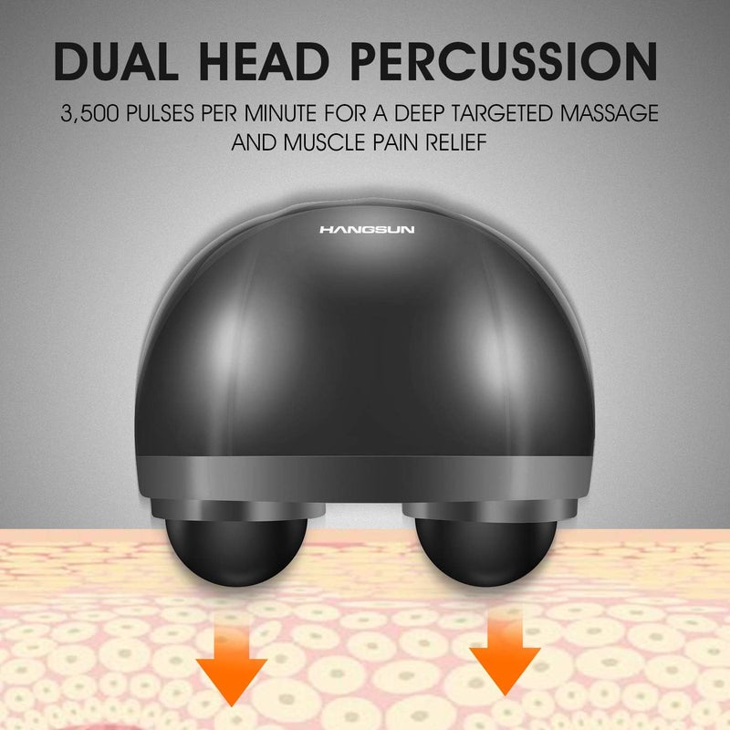 Hangsun Handheld Neck Back Massager for Pain Relief Deep Tissue Electric Double Head Percussion Massage MG460 for Shoulder Leg Foot Muscles Full Body - Image 3