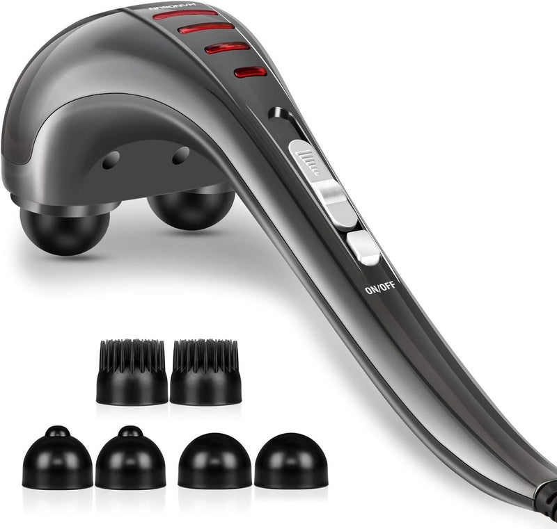 Hangsun Handheld Neck Back Massager for Pain Relief Deep Tissue Electric Double Head Percussion Massage MG460 for Shoulder Leg Foot Muscles Full Body - Image 1