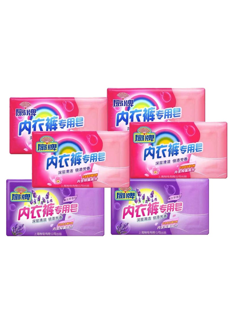 صابون غسيل الملابس الداخلية، 180 غرام × 6، صابون خاص لغسل الملابس الداخلية والجوارب، صابون غسيل، يفصل اللون الوردي عن البنفسجي، غسيل صحي وغير مختلط، تنظيف عميق، تركيبة مضادة للبكتيريا، رائحة زهور - Image 1