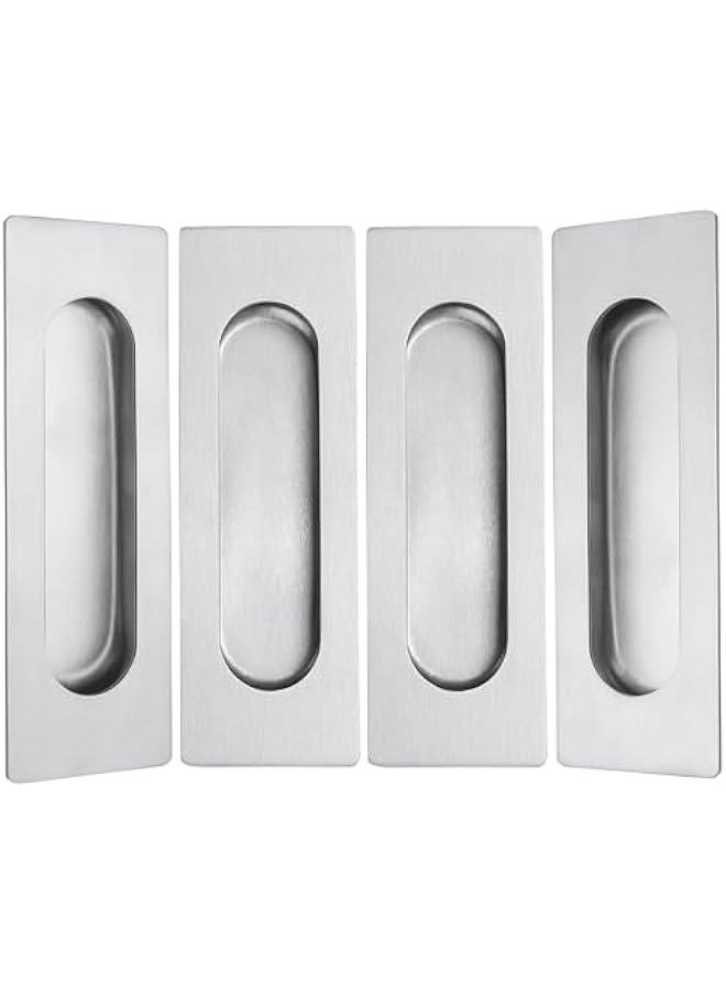 Generic 4.72 Inch Recessed Finger Flush Pulls for Kitchen Cabinet Door, Sliding Closet Door Pulls Brushed Stainless Steel (4 Pack)  - Image 1