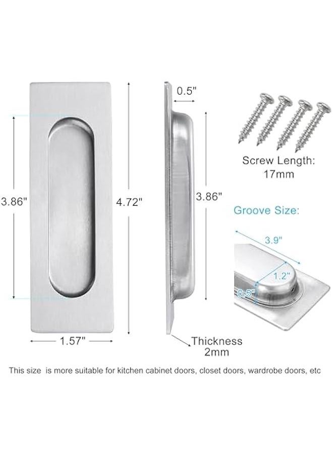 Generic 4.72 Inch Recessed Finger Flush Pulls for Kitchen Cabinet Door, Sliding Closet Door Pulls Brushed Stainless Steel (4 Pack)  - Image 2