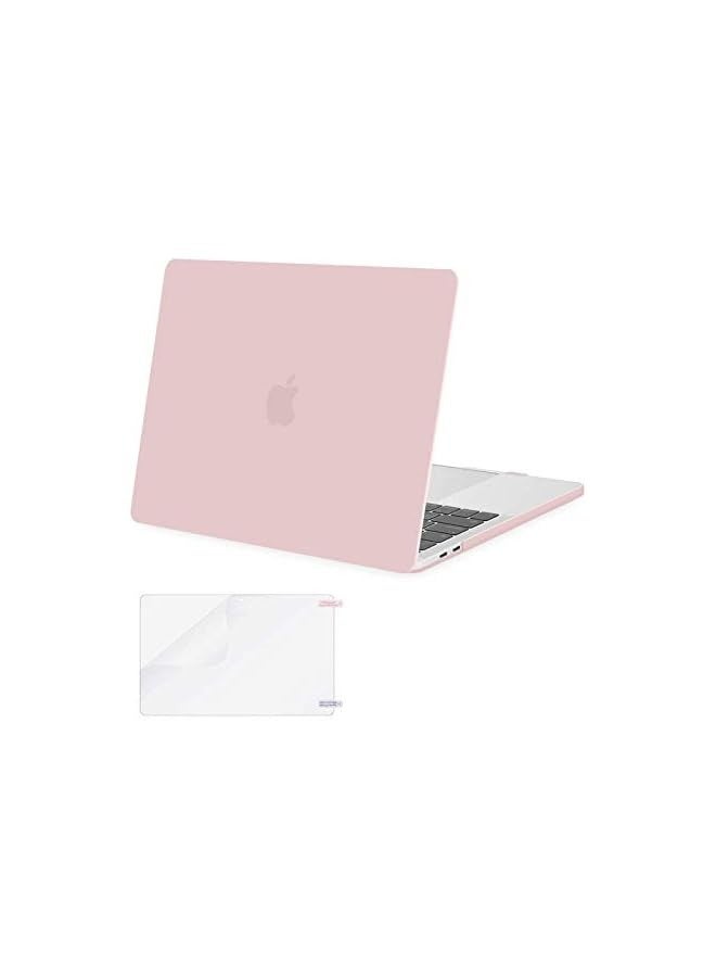Mosiso Compatible with MacBook Pro 15 inch Case 2019 2018 2017 2016 Release A1990 A1707 with Touch Bar, Plastic Hard Shell Case Cover & Screen Protector, Rose Quartz - Image 1