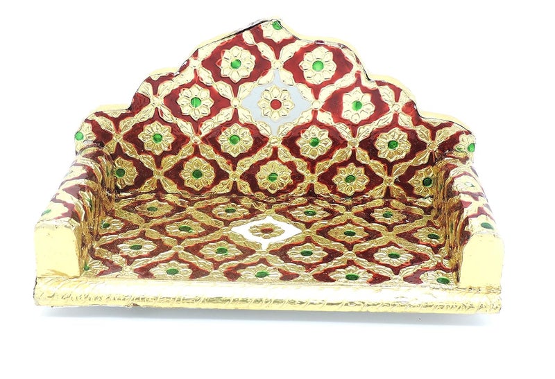 Epraiser Premium Wooden Handcrafted Meenakari Work Multicolor Multipurpose Puja ChowkiPathLaddu Gopal Singhaasan for Home and Office Dcor or Gifting Purpose - Image 1