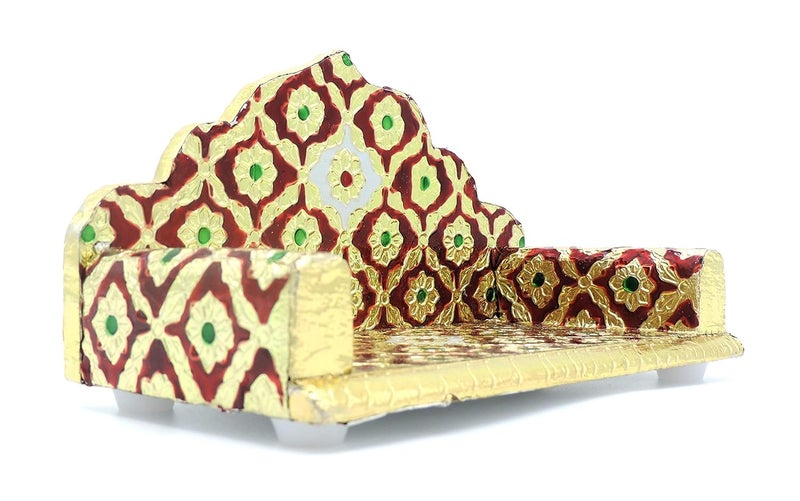 Epraiser Premium Wooden Handcrafted Meenakari Work Multicolor Multipurpose Puja ChowkiPathLaddu Gopal Singhaasan for Home and Office Dcor or Gifting Purpose - Image 4