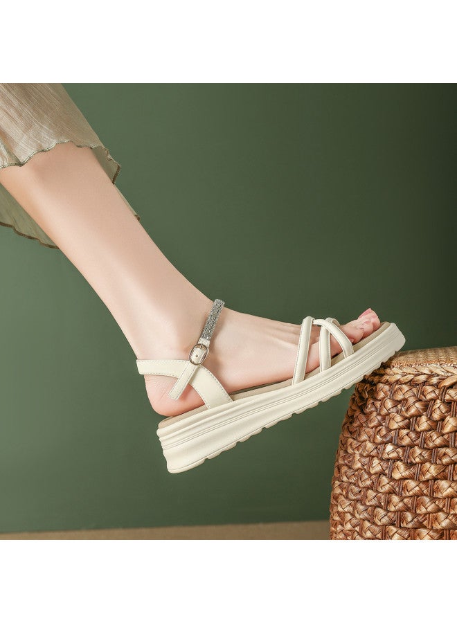 St&Sat Sparkling Rhinestones】new Fashion Single Strap Sandals, Platform Sandals For Women, Summer Women's Sandals, Women's Shoes - Image 5