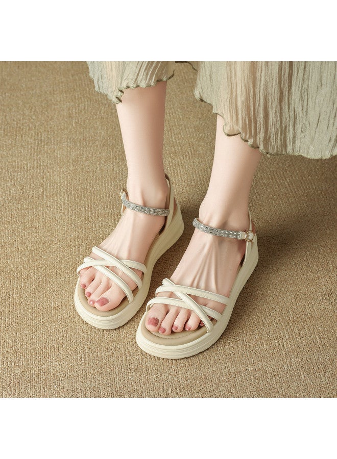 St&Sat Sparkling Rhinestones】new Fashion Single Strap Sandals, Platform Sandals For Women, Summer Women's Sandals, Women's Shoes - Image 2