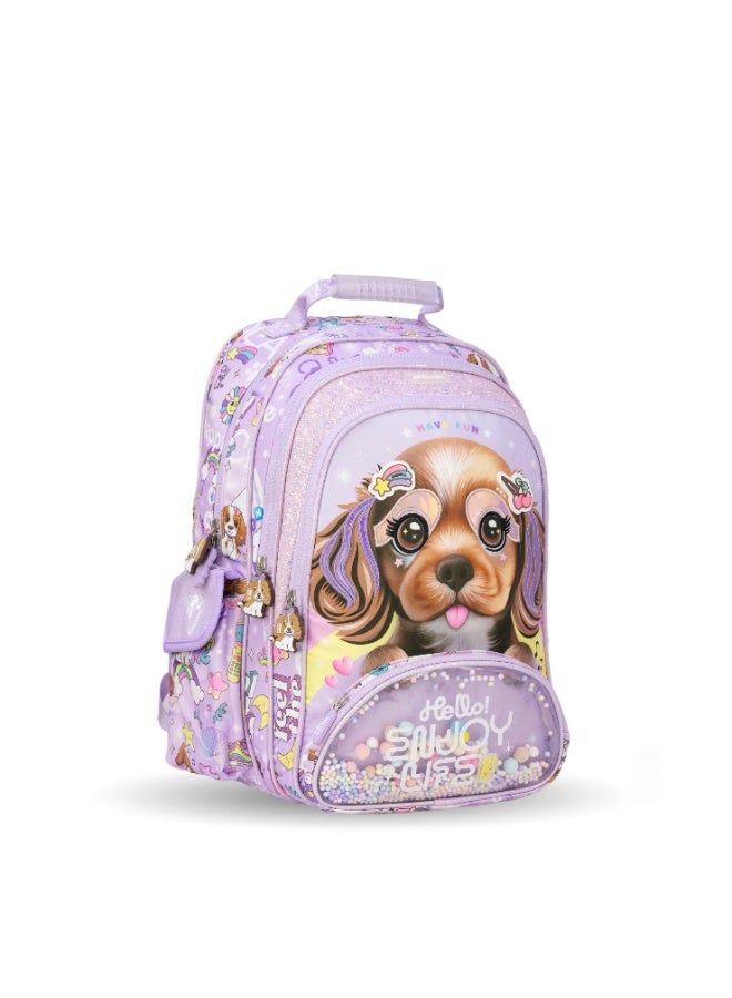 Fantastic MM035, CHIMOLA Girls School Bag Set, Backpack with Lunch Bag and Pencil Case, Dog and Rainbow Design, Purple - Image 3